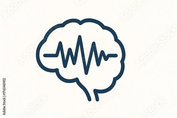 Fototapeta Brainwave icon EEG pattern on white
