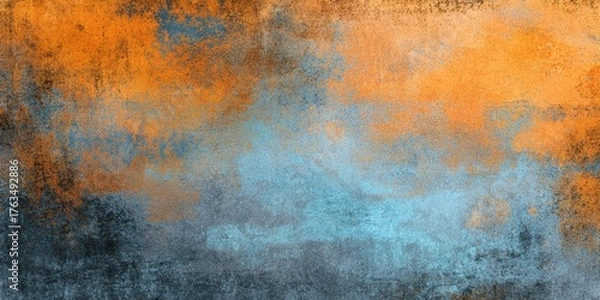Fototapeta Textured abstract background with orange, blue, and gray hues.