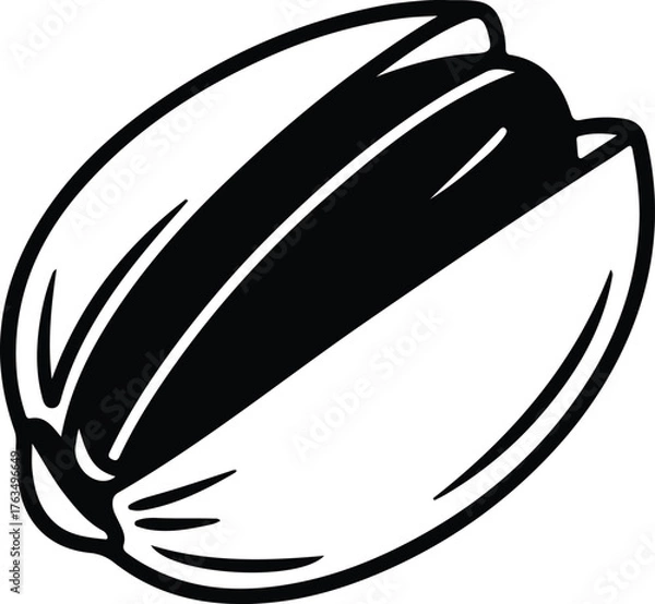 Fototapeta Silhouette vector open pistachio nut showing nut meat Illustrator