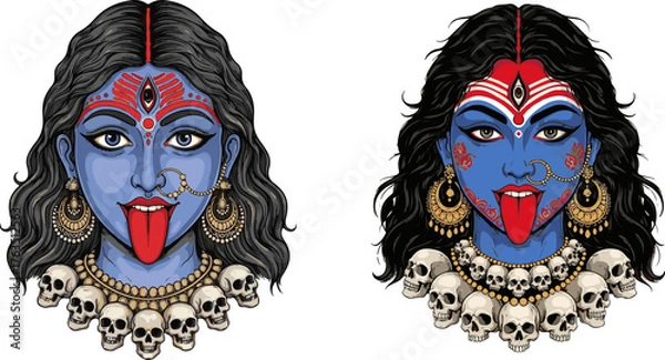 Fototapeta Vector Portrait of Goddess Kali