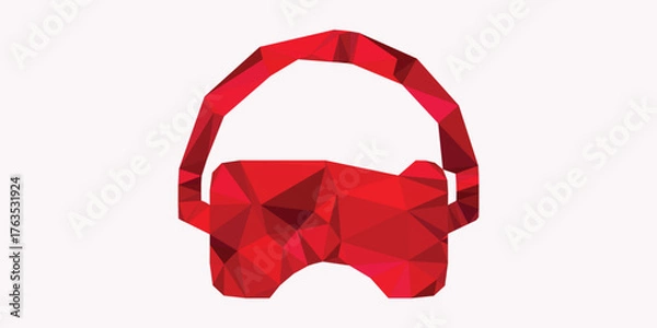 Fototapeta Modern geometric red virtual triangular vector art design