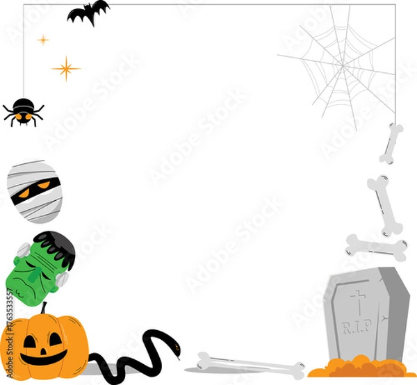 Fototapeta Spooky halloween frame border illustration