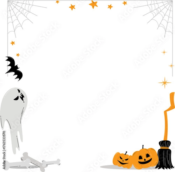 Fototapeta Spooky halloween frame border illustration