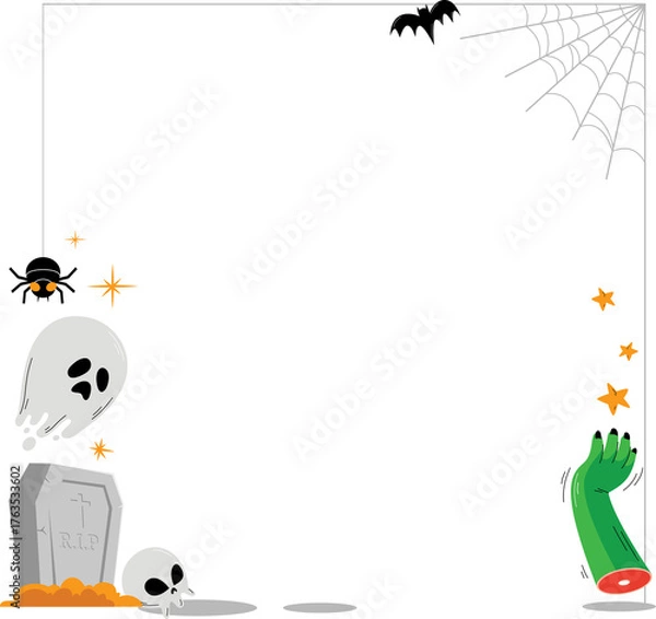 Fototapeta Spooky halloween frame border illustration
