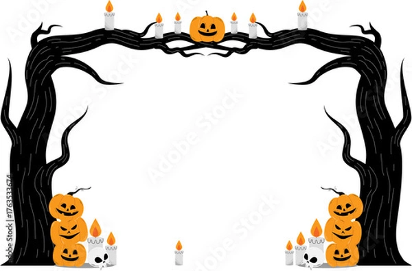 Obraz Spooky halloween frame border illustration