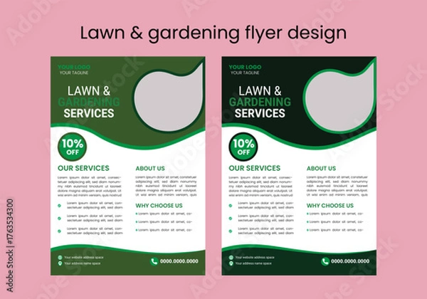 Obraz This editable social media flyer template enhances your garden services' online presence. It is perfect for promoting landscaping, lawn care, and outdoor design services across various platforms