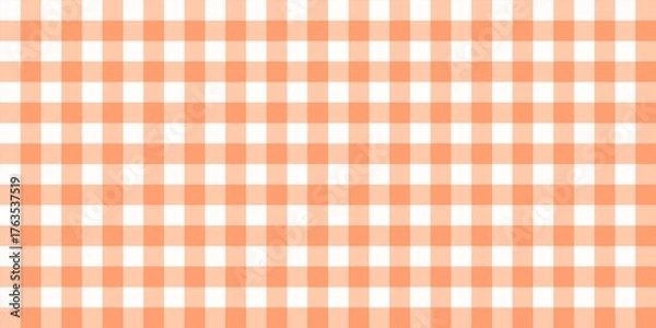 Obraz Orange and white checkered pattern. Orange and white gingham checkered pattern background. Aestetic woven pattern background. Seamless pattern plaid gingham pattern background.