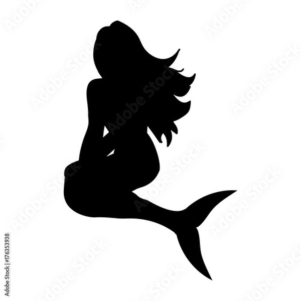 Fototapeta Mermaid siren silhouette ancient mythology fantasy