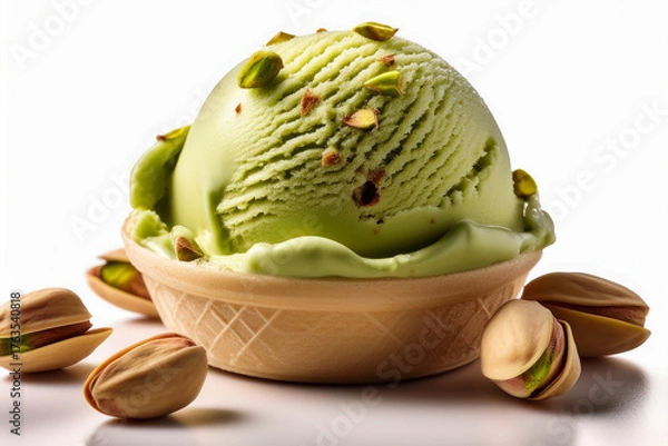 Fototapeta pistachio ice cream in bowl
