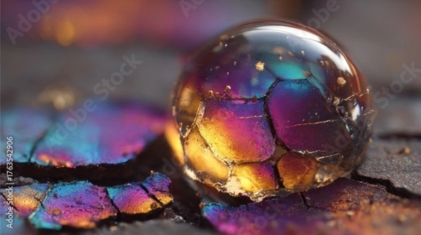 Obraz Iridescent bubble on cracked surface