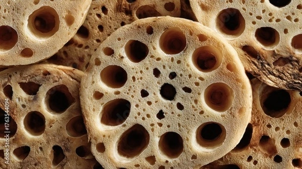 Obraz Lotus root slices with holes