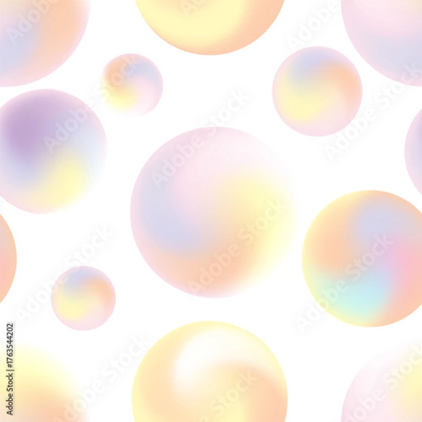 Fototapeta seamless pattern of delicate gradients in the shape of a ball on a white background. airy background with bubbles in pastel colors. stock vector illustration. EPS 10.