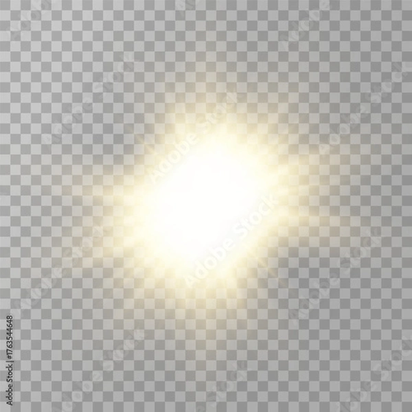 Fototapeta Realistic Sun Light Rays Effect on Transparent Background
