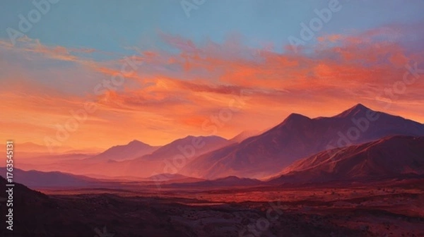 Obraz Mountain range sunset landscape vista