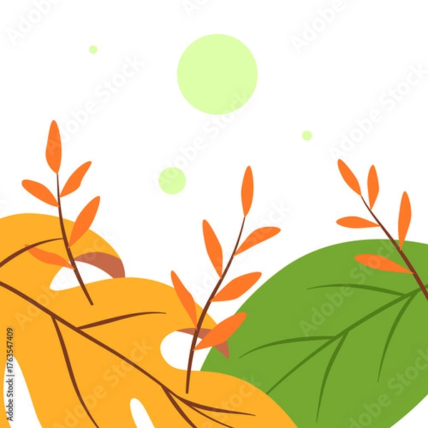 Obraz Tropical leaf corner frame with floral jungle illustration