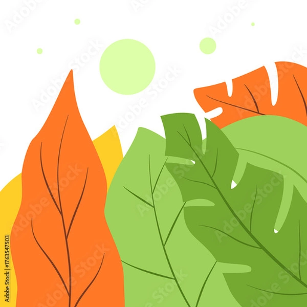 Obraz Tropical leaf corner frame with floral jungle illustration