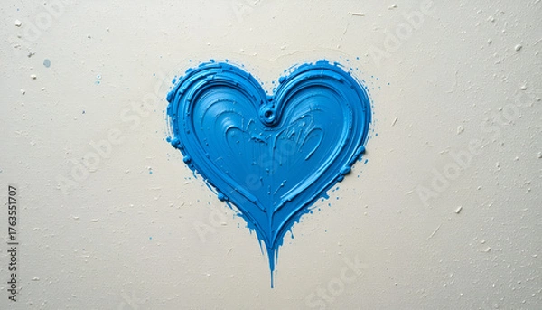 Fototapeta Ocean Heart – Blue Paint Heart on Textured Canvas
