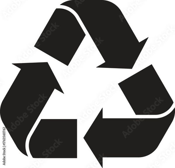Fototapeta Recycling Symbol Vector – Black Triangular Arrows for Eco-Friendly and Sustainable Concepts
