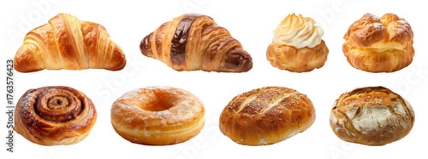 Obraz PNG Assorted delicious baked pastries, element set on transparent background