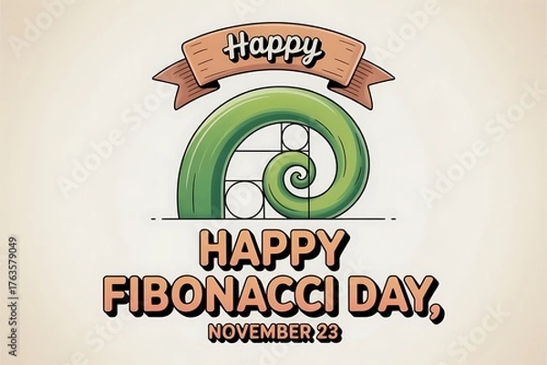 Obraz Happy fibonacci day november 23 with golden spiral illustration