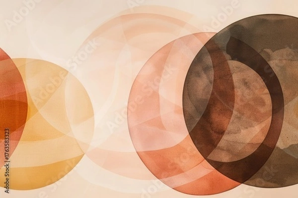 Fototapeta Soft Harmony: Overlapping Translucent Circles in Warm Neutrals
