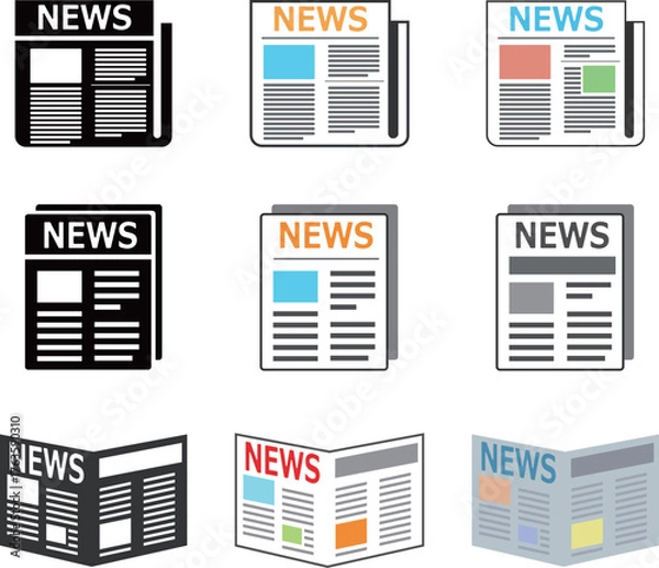 Fototapeta ニュース　新聞　アイコン　セット