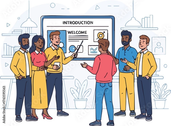 Fototapeta Team Presentation Diverse Group Engaged in Business Meeting.