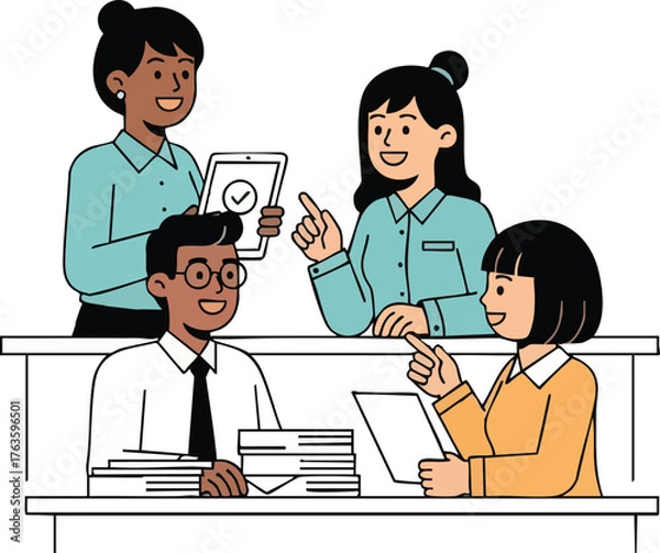 Fototapeta Diverse Business Team Collaborating and Discussing Ideas in Office.