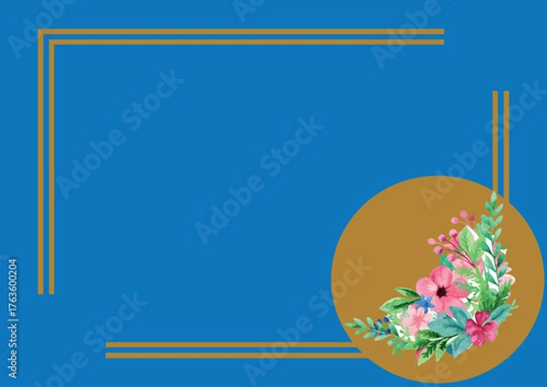 Obraz Floral Frame on Blue Background