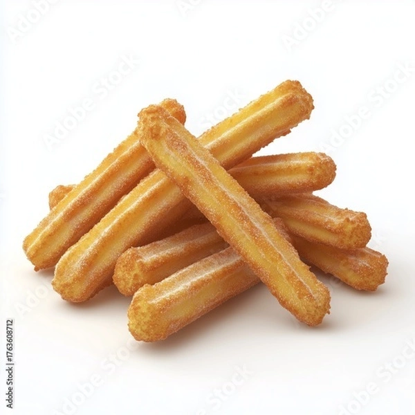 Fototapeta Stick churros crunchy fries snack food, isolated white