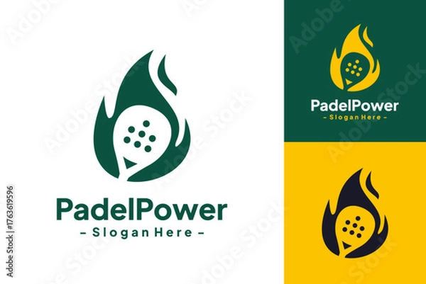 Obraz Racket with fire logo design template. Concept of enthusiasm and support in playing padel. Isolated vector icon on a white background.