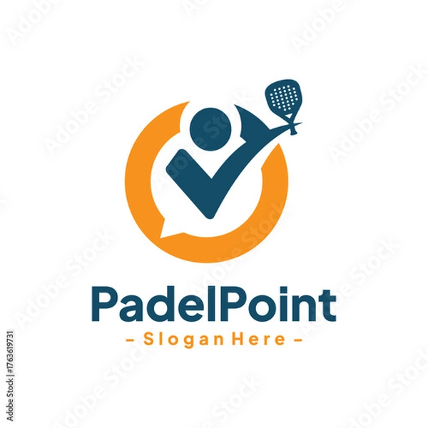 Fototapeta Padel sport with bubble chat logo design template. Modern play padel. Isolated vector icon on white background.