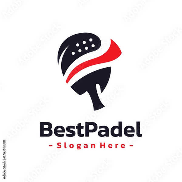 Obraz Padel racket logo design template. Isolated vector icon of sport padel on white background for poster, banner, flyer.