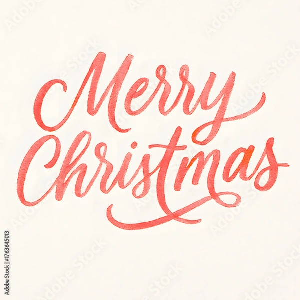 Obraz Merry Christmas Text in Red Cursive