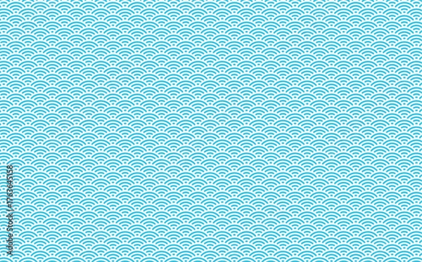 Fototapeta 日本の伝統的な青海波を使ったシームレスな和風デザイン素材