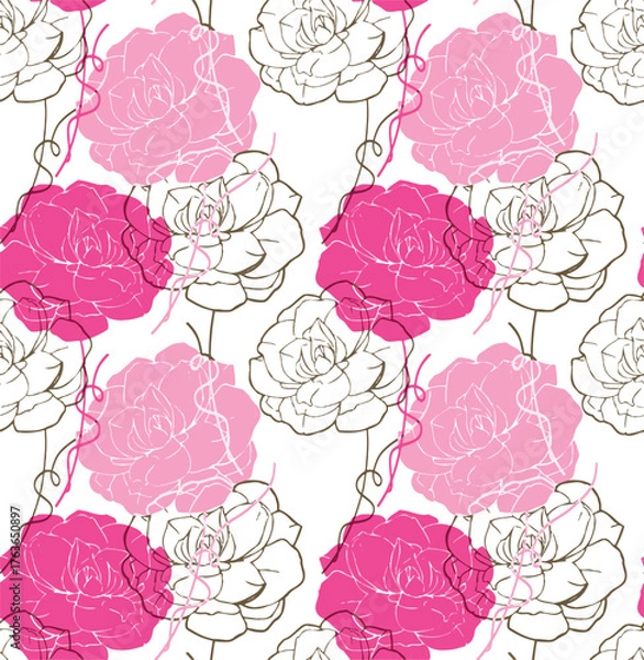 Fototapeta seamless background with roses