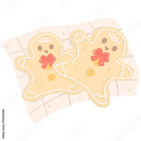 Obraz Cute Gingerbread Cookies on Tray Illustration