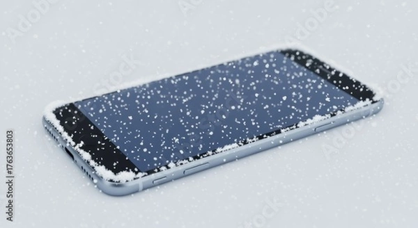 Obraz Smartphone with Snowy White Surroundings, Modern Phone in Winter Still Life