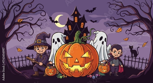 Fototapeta Helloween vector illustration - 10