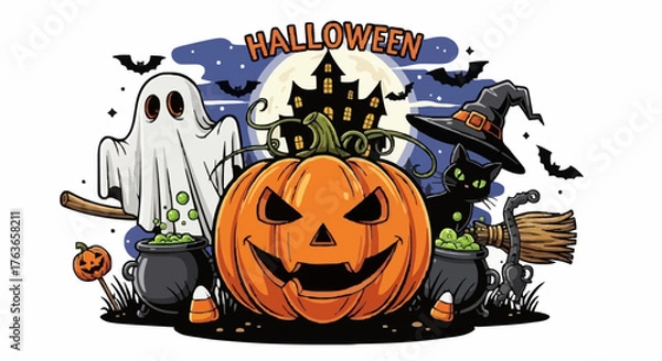 Fototapeta Helloween vector illustration - 5