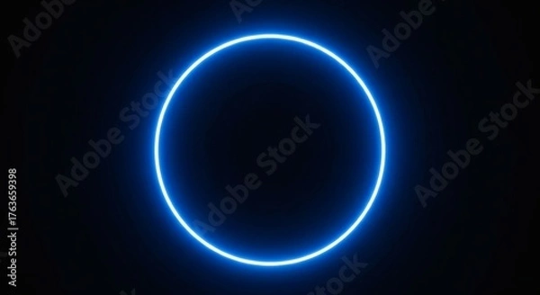 Obraz Neon blue circle glow abstract background design illustration art