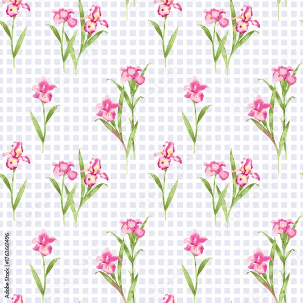 Fototapeta seamless pattern with pink flowers