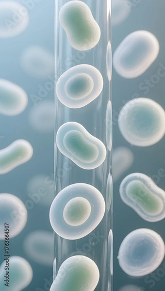 Fototapeta Microscopic bacteria cells, 3D medical science background