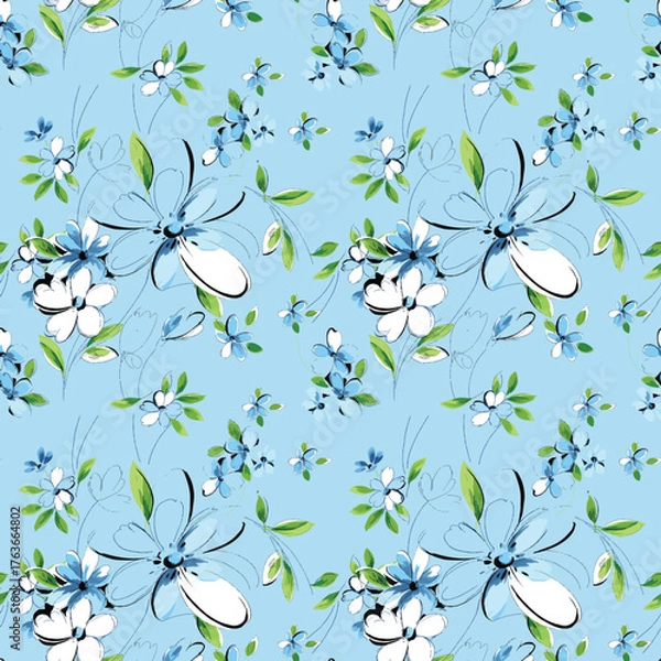 Fototapeta seamless background with flowers