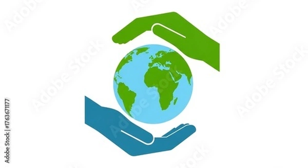 Fototapeta Hands Protecting Planet Earth Symbolizing Environmental Care and Global Responsibility.
