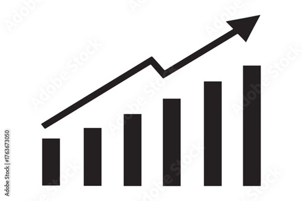 Fototapeta Green upward trend graph showing progress and positive growth development