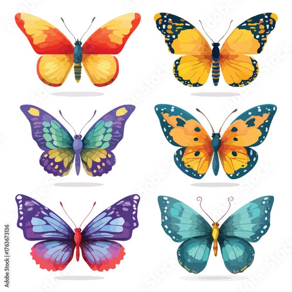 Obraz set of colorful butterflies