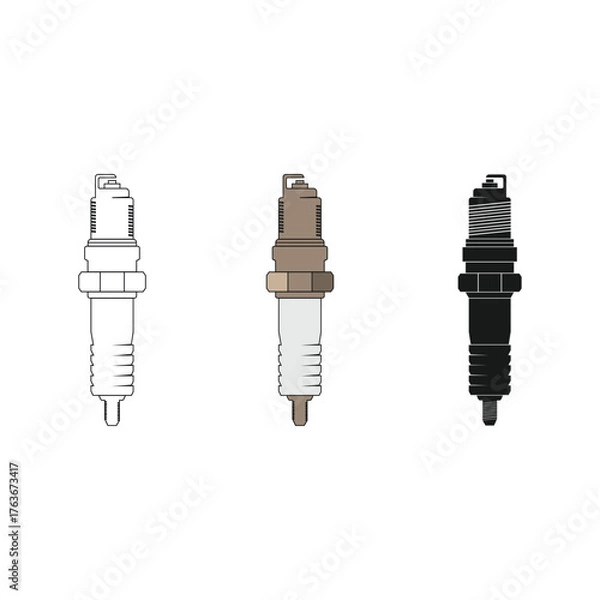 Fototapeta Spark plug icon collection on white background