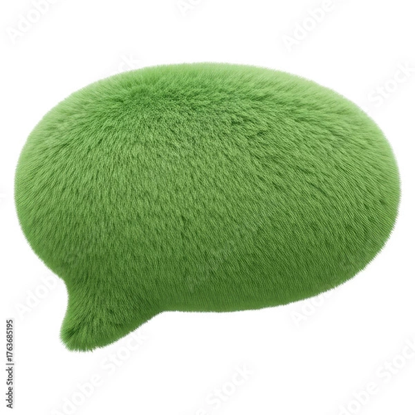 Fototapeta A 'Go Ahead' Message in a Furry Green Bubble, Cut Out, Clipping Path, Isolated on a Transparent PNG Background.