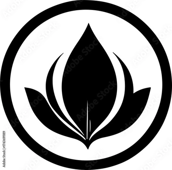 Fototapeta Minimal Leaf Element – Clean Black Line Art Symbol